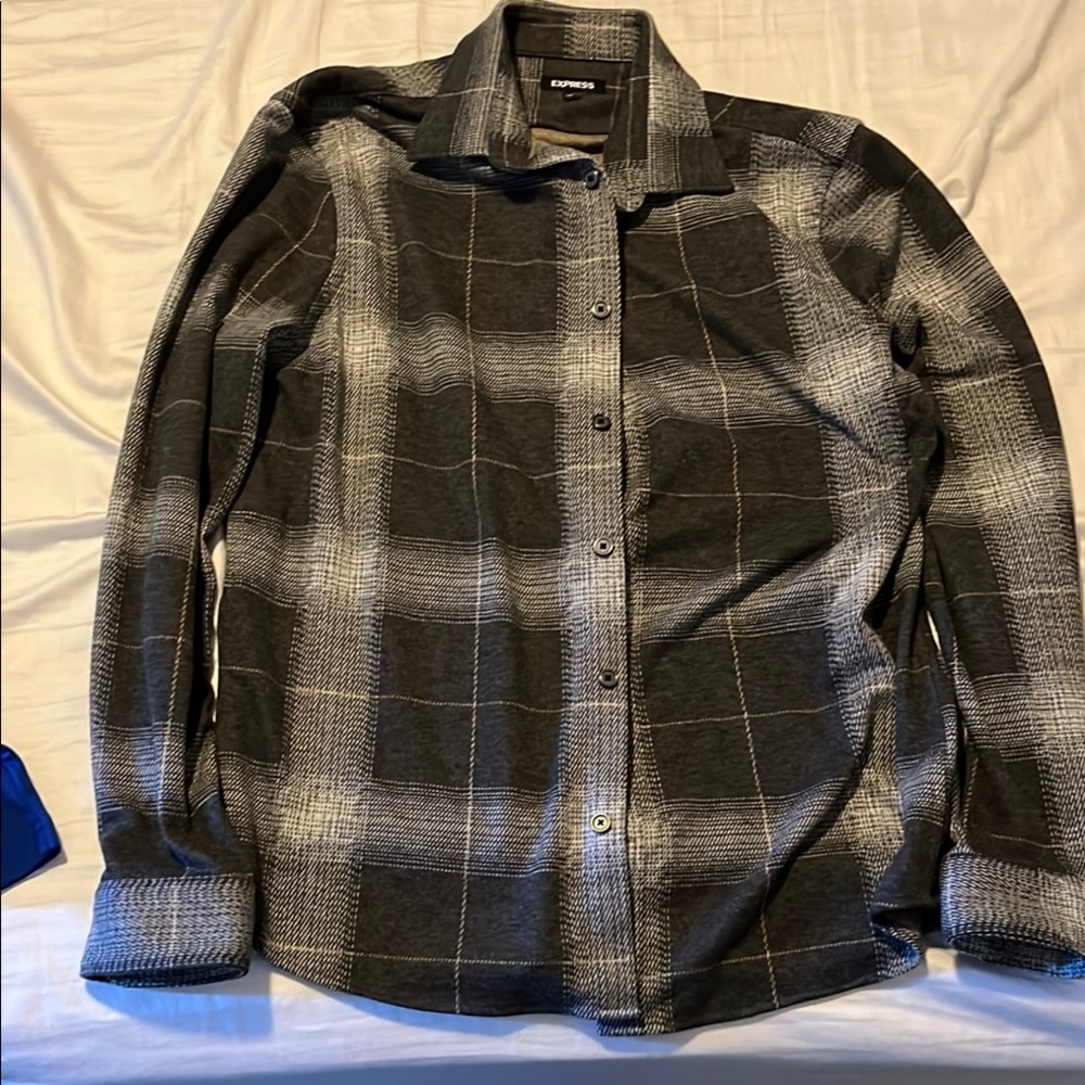 Express Black and White Plaid Shirt